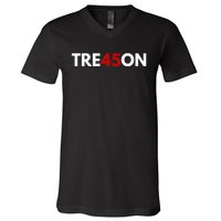 TRE45ON Anti Trump Treason 45 V-Neck T-Shirt