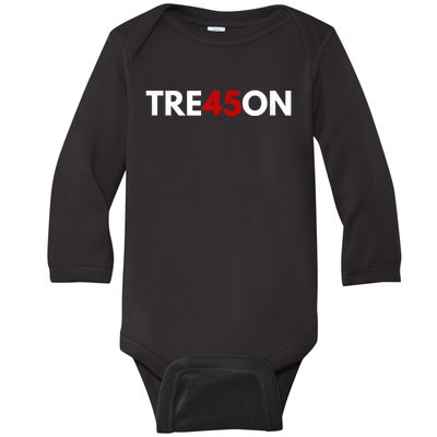 TRE45ON Anti Trump Treason 45 Baby Long Sleeve Bodysuit