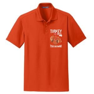 Turkey And Touchdowns Thanks Giving Funny Thanksgiving Gift Dry Zone Grid Polo