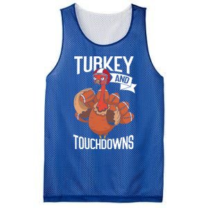 Turkey And Touchdowns Thanks Giving Funny Thanksgiving Gift Mesh Reversible Basketball Jersey Tank