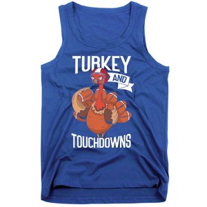 Turkey And Touchdowns Thanks Giving Funny Thanksgiving Gift Tank Top