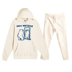 Thicc And Tired Bear Premium Hooded Sweatsuit Set