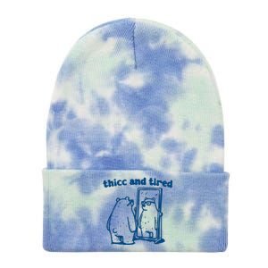 Thicc And Tired Bear Tie Dye 12in Knit Beanie