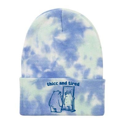 Thicc And Tired Bear Tie Dye 12in Knit Beanie