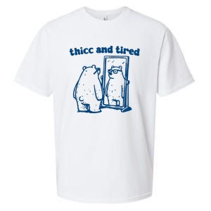 Thicc And Tired Bear Sueded Cloud Jersey T-Shirt