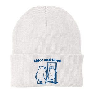 Thicc And Tired Bear Knit Cap Winter Beanie