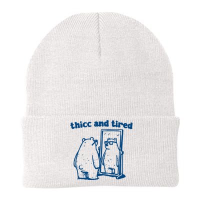 Thicc And Tired Bear Knit Cap Winter Beanie