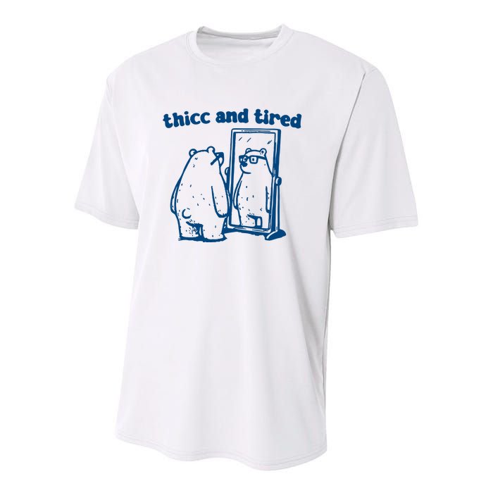 Thicc And Tired Bear Youth Performance Sprint T-Shirt