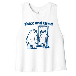 Thicc And Tired Bear Women's Racerback Cropped Tank