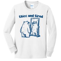 Thicc And Tired Bear Kids Long Sleeve Shirt