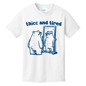 Thicc And Tired Bear Kids T-Shirt