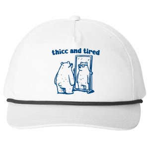 Thicc And Tired Bear Snapback Five-Panel Rope Hat