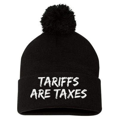 Tariffs Are Taxes Political View Against Tariffs Pom Pom 12in Knit Beanie