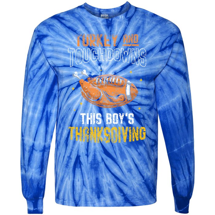 Turkey And Touchdowns: This S Thanksgiving Gratitude Gift Tie-Dye Long Sleeve Shirt