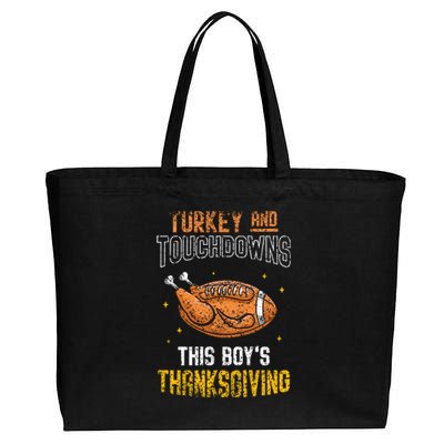 Turkey And Touchdowns: This S Thanksgiving Gratitude Gift Cotton Canvas Jumbo Tote