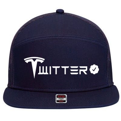 Twitter Combined Logo 7 Panel Mesh Trucker Snapback Hat