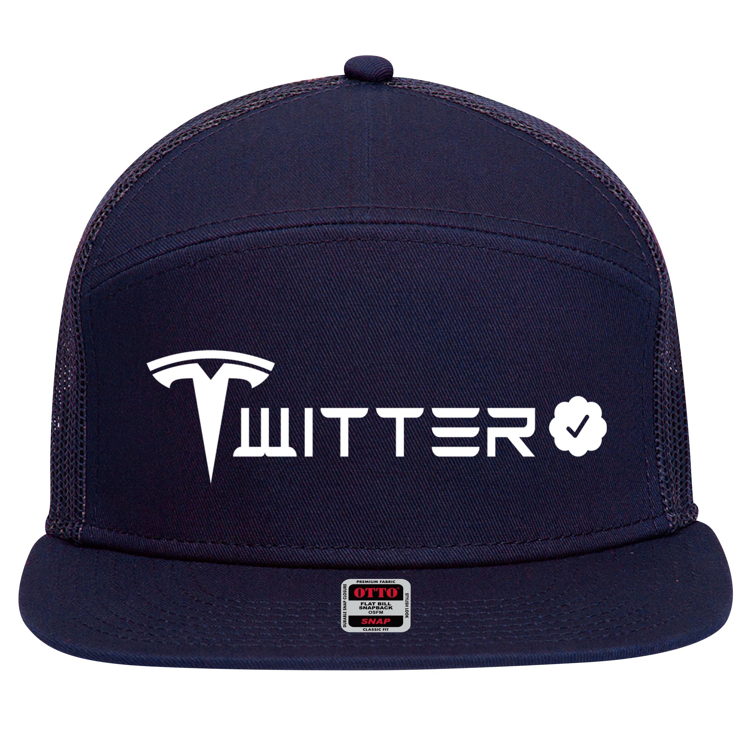 Twitter Combined Logo 7 Panel Mesh Trucker Snapback Hat