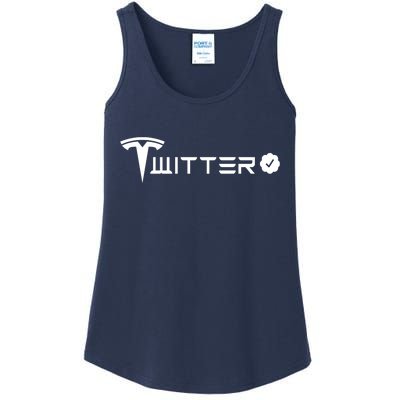 Twitter And Tesla Combined Logo Ladies Essential Tank