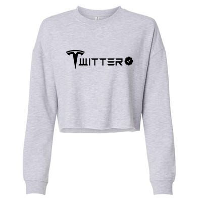 Twitter And Tesla Combined Logo Cropped Pullover Crew