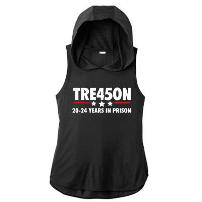 TRE45ON Anti Trump Treason 45 Ladies PosiCharge Tri-Blend Wicking Draft Hoodie Tank