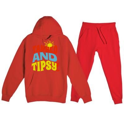 Tanned And Tipsy Gift Premium Hooded Sweatsuit Set