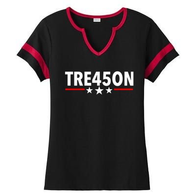 TRE45ON Anti Trump Treason 45 Ladies Halftime Notch Neck Tee