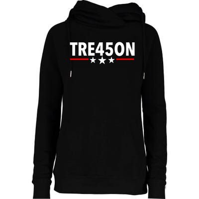 TRE45ON Anti Trump Treason 45 Womens Funnel Neck Pullover Hood