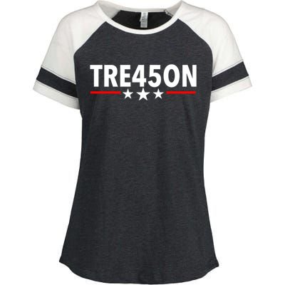 TRE45ON Anti Trump Treason 45 Enza Ladies Jersey Colorblock Tee