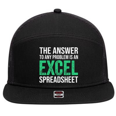 The Answer To Any Problem Is An Excel Spreadsheet Funny Acco 7 Panel Mesh Trucker Snapback Hat