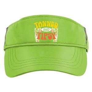 Tanned And Tipsy Sunset Summertime Beach Vacation Summer Gift Adult Drive Performance Visor