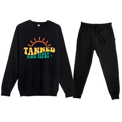 Tanned And Tipsy Sunshine Ing Summer Vacation Gift Premium Crewneck Sweatsuit Set