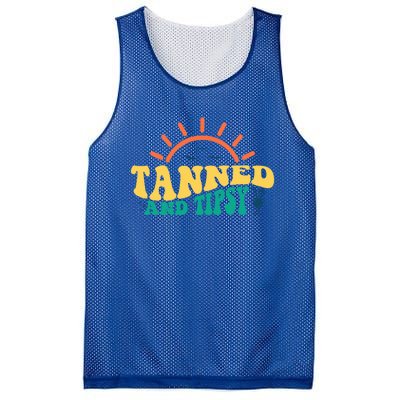 Tanned And Tipsy Sunshine Ing Summer Vacation Gift Mesh Reversible Basketball Jersey Tank