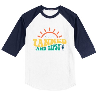 Tanned And Tipsy Sunshine Ing Summer Vacation Gift Baseball Sleeve Shirt