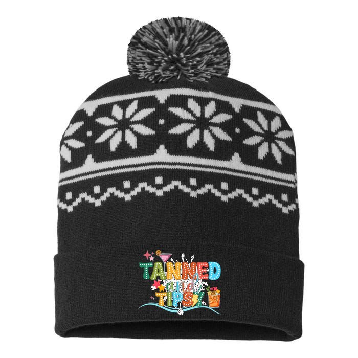 Tanned And Tipsy Funny Summer Quotes USA-Made Snowflake Beanie