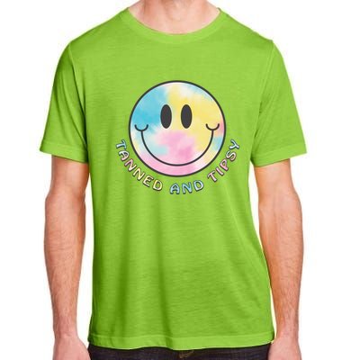 Tanned And Tipsy Tie Dye Happy Face Beach Smile Face Summer Funny Gift Adult ChromaSoft Performance T-Shirt