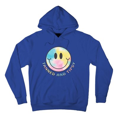 Tanned And Tipsy Tie Dye Happy Face Beach Smile Face Summer Funny Gift Hoodie