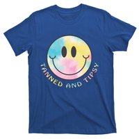 Tanned And Tipsy Tie Dye Happy Face Beach Smile Face Summer Funny Gift T-Shirt