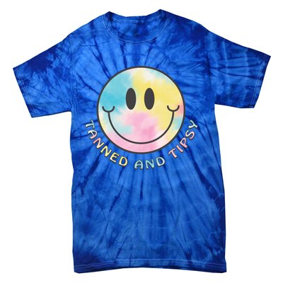 Tanned And Tipsy Tie Dye Happy Face Beach Smile Face Summer Funny Gift Tie-Dye T-Shirt