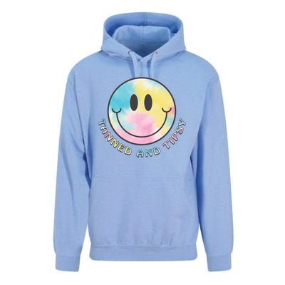 Tanned And Tipsy Tie Dye Happy Face Beach Smile Face Summer Funny Gift Unisex Surf Hoodie