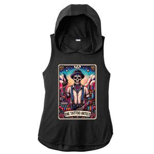 Tattoo Artist Tarot Card Skeleton Drawing Tattooist Tarot Ladies PosiCharge Tri-Blend Wicking Draft Hoodie Tank