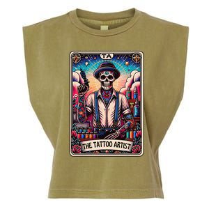 Tattoo Artist Tarot Card Skeleton Drawing Tattooist Tarot Garment-Dyed Women's Muscle Tee