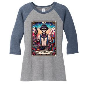 Tattoo Artist Tarot Card Skeleton Drawing Tattooist Tarot Women's Tri-Blend 3/4-Sleeve Raglan Shirt