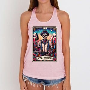 Tattoo Artist Tarot Card Skeleton Drawing Tattooist Tarot Women's Knotted Racerback Tank