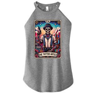 Tattoo Artist Tarot Card Skeleton Drawing Tattooist Tarot Women's Perfect Tri Rocker Tank