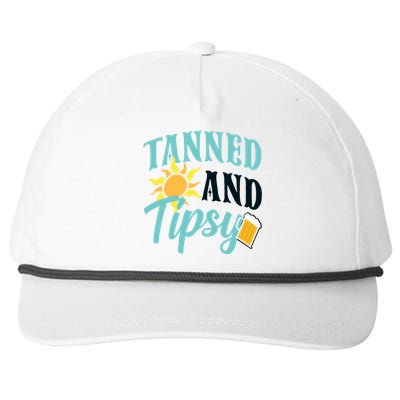 Tanned And Tipsy Vacation Quote Funny Gift Snapback Five-Panel Rope Hat