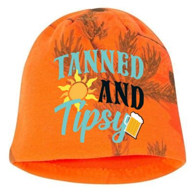 Tanned And Tipsy Vacation Quote Funny Gift Kati - Camo Knit Beanie