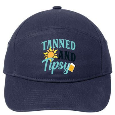 Tanned And Tipsy Vacation Quote Funny Gift 7-Panel Snapback Hat