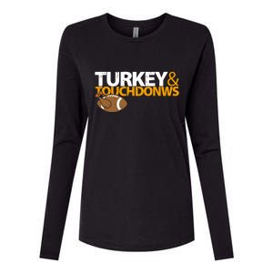 Turkey And Touchdowns Womens Cotton Relaxed Long Sleeve T-Shirt