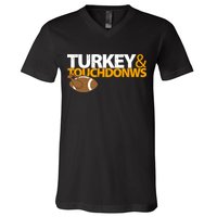 Turkey And Touchdowns V-Neck T-Shirt