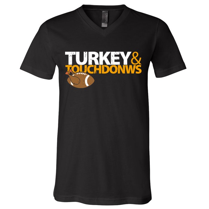 Turkey And Touchdowns V-Neck T-Shirt